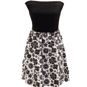 BLUE RAIN Strapless Bandeau Flower Applique Dress